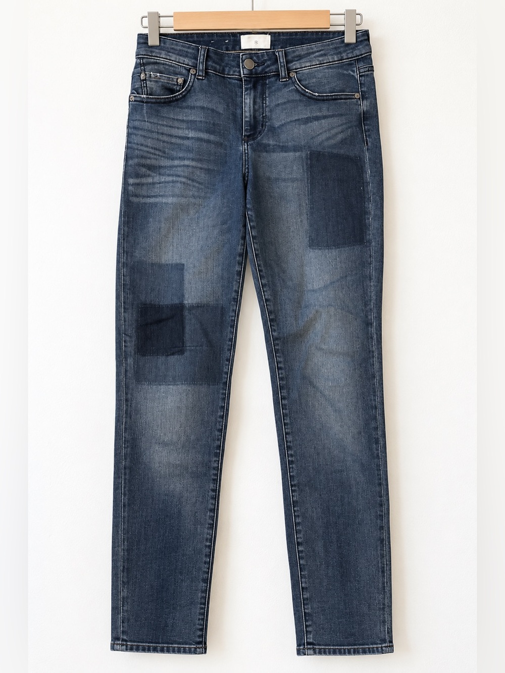 Caslon Women's Skinny Jeans in Dark Blue with Patchwork Details